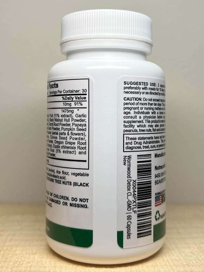 Nutracraft Black Walnut Detox Cleanse Supplement | Black Walnut, Wormwood, Clove, PAU D'Arco, Pumpkin Seed, Garlic, Zinc | Intestinal Guard for Humans | 60 Capsules - Image 3
