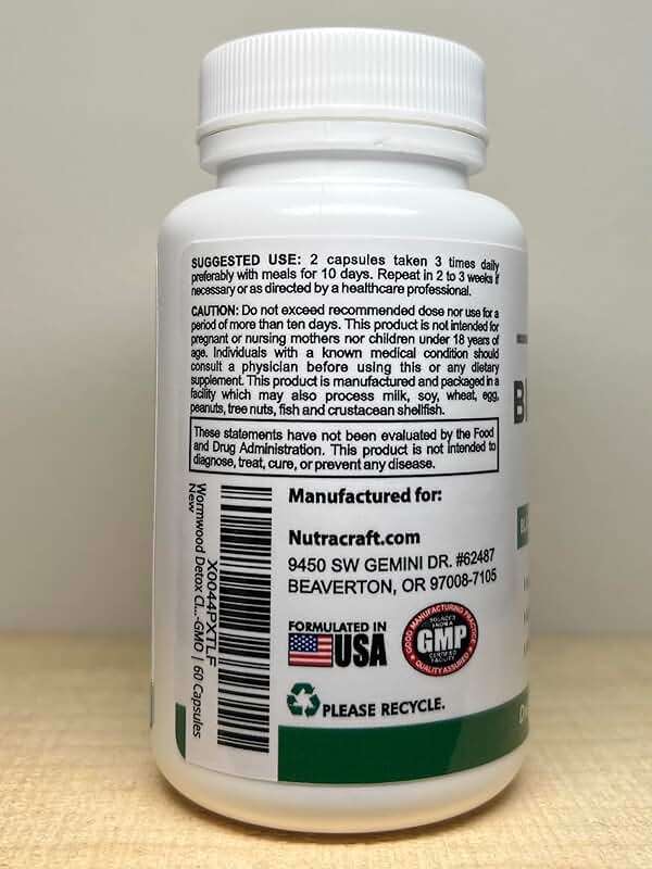 Nutracraft Black Walnut Detox Cleanse Supplement | Black Walnut, Wormwood, Clove, PAU D'Arco, Pumpkin Seed, Garlic, Zinc | Intestinal Guard for Humans | 60 Capsules - Image 4