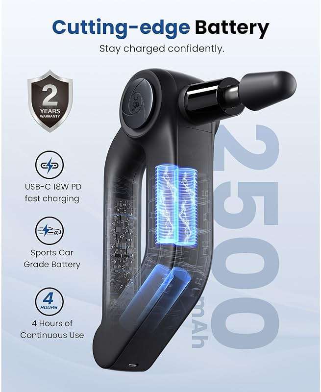 BOB AND BRAD D5 Pro Massage Gun with 13mm Amplitude, FSA-HSA Eligible, Professional Deep Tissue Percussion Massage Gun, Ergonomic D-Handle for Effortless Muscle Pain Relief, Fathers Day Dad Gifts - Image 6