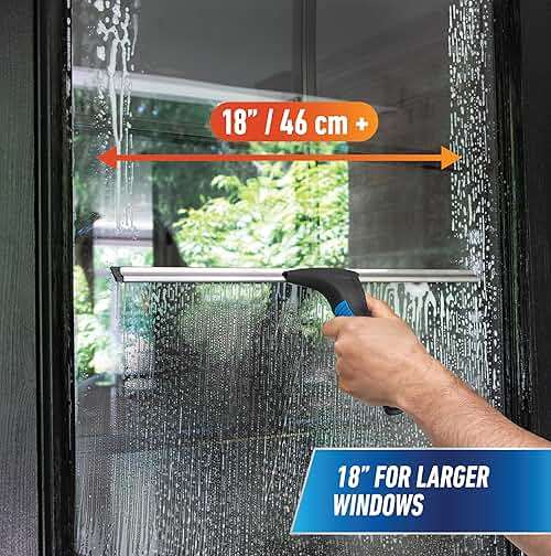 Unger Professional Connect and Clean 18” EZ Change Window and Glass Cleaning Squeegee, Large and Small Windows, Rubber Blade Tool for Streak-Free Results, Includes 12” Channel - Image 3