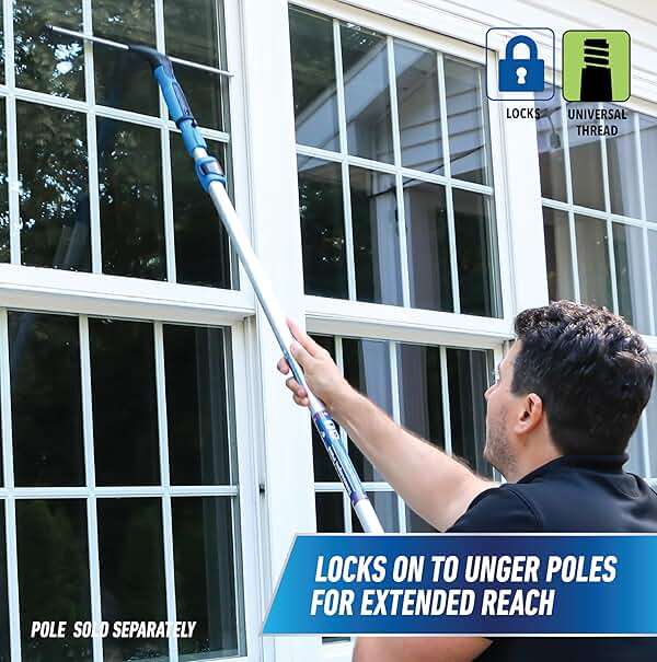 Unger Professional Connect and Clean 18” EZ Change Window and Glass Cleaning Squeegee, Large and Small Windows, Rubber Blade Tool for Streak-Free Results, Includes 12” Channel - Image 6
