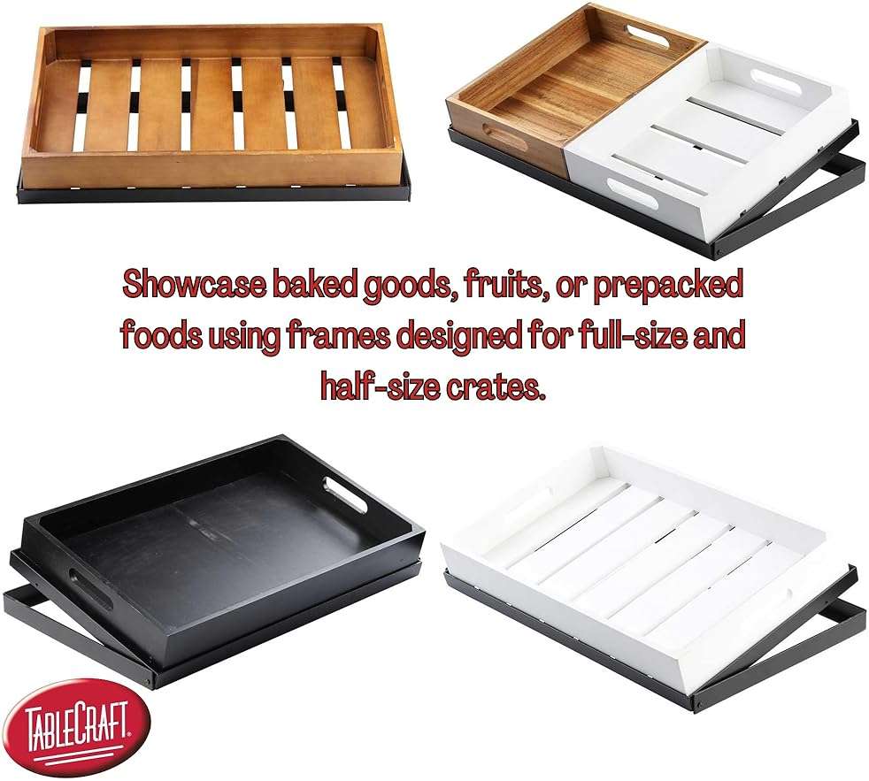 Tablecraft 11448 Gastronorm Metal Riser for Full-Size Crates, Folding Display Stand for Buffets and Retail, Powder-Coated Steel, 22" x 13.5" x 5", Black - Image 3