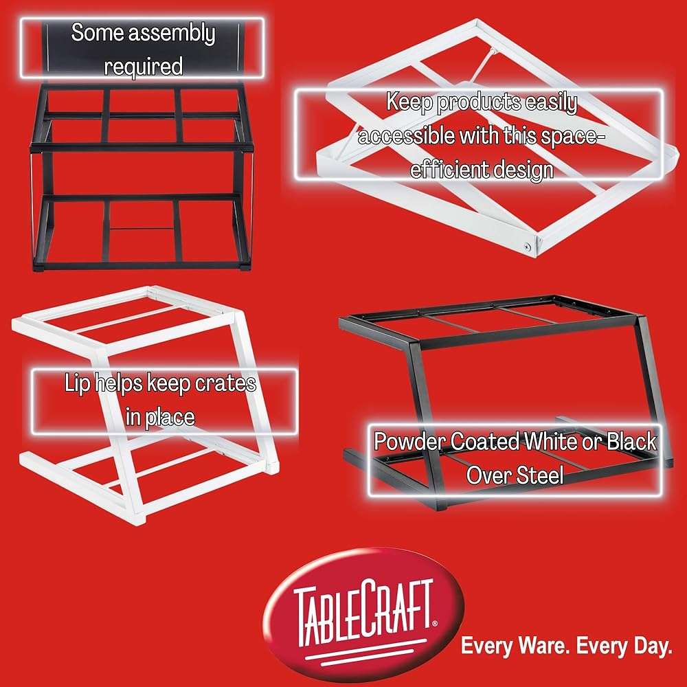 Tablecraft 11448 Gastronorm Metal Riser for Full-Size Crates, Folding Display Stand for Buffets and Retail, Powder-Coated Steel, 22" x 13.5" x 5", Black - Image 4