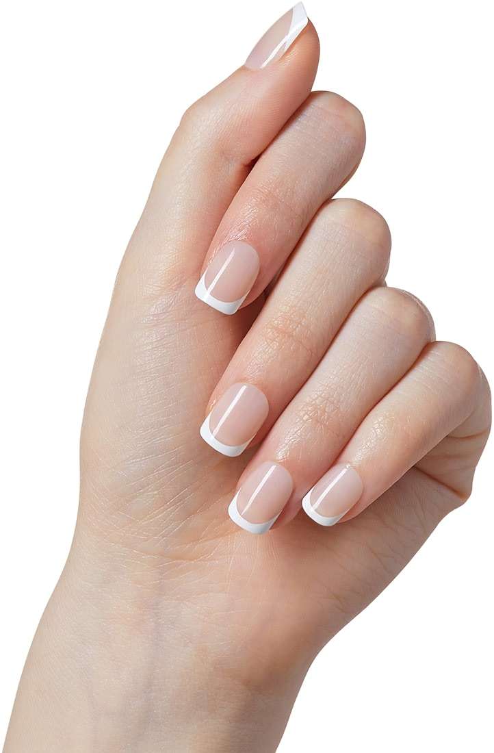 Kiss Impress No Glue Mani Press On Nails, Model, Classic French Manicure Kit, 30 Light Neutral + White Tip, Short Squoval, With IMPROVED Adhesive, Includes Prep Pad, Manicure Stick & Mini File - Image 5