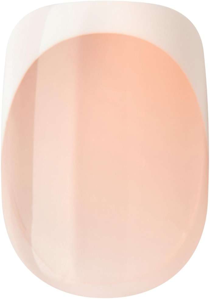Kiss Impress No Glue Mani Press On Nails, Model, Classic French Manicure Kit, 30 Light Neutral + White Tip, Short Squoval, With IMPROVED Adhesive, Includes Prep Pad, Manicure Stick & Mini File - Image 7