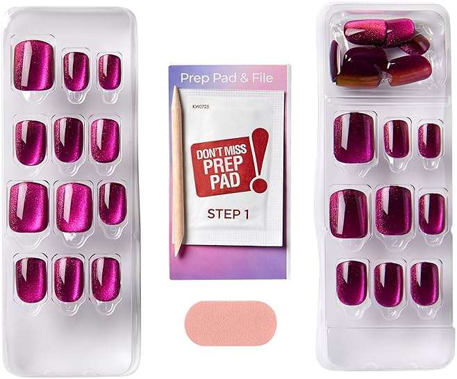 Kiss colorFX by Impress Press On Nails, Levels, 30 No Glue Peel and Stick Nails Kit with IMPROVED Adhesive, Pink Squoval Chrome Effect, Includes Prep Pad, Manicure Stick & Mini File - Image 7