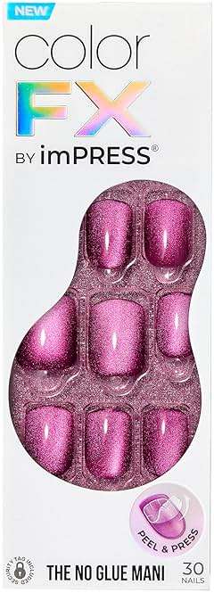 Kiss colorFX by Impress Press On Nails, Levels, 30 No Glue Peel and Stick Nails Kit with IMPROVED Adhesive, Pink Squoval Chrome Effect, Includes Prep Pad, Manicure Stick & Mini File - Image 9