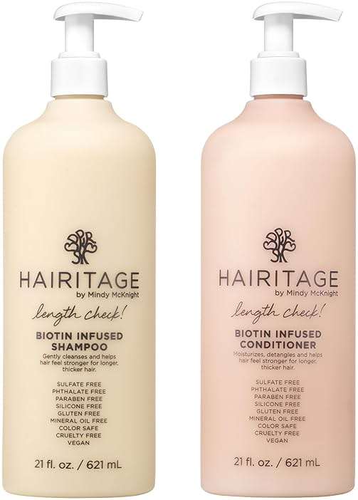 Hairitage Biotin Shampoo and Conditioner Set - Sulfate Free + Paraben Free, Color Safe, with Castor Oil for Anti-Frizz, Volume + Moisture for Women, Hydrating Repair Shampoo Conditioner - Image 1