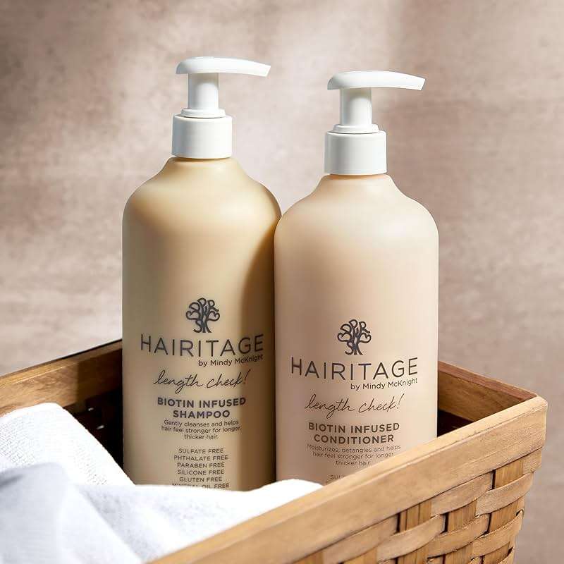 Hairitage Biotin Shampoo and Conditioner Set - Sulfate Free + Paraben Free, Color Safe, with Castor Oil for Anti-Frizz, Volume + Moisture for Women, Hydrating Repair Shampoo Conditioner - Image 7