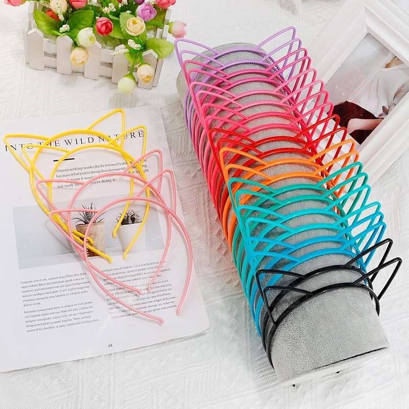 COCIDE 24Pcs Cat Ears Headbands Plastic Taylor Party Decorations Kitty Headbands for Girls Gabby Party Favors Birthday Supplies for Women Halloween Hair Accessories Hair Hoops Costume - Image 5