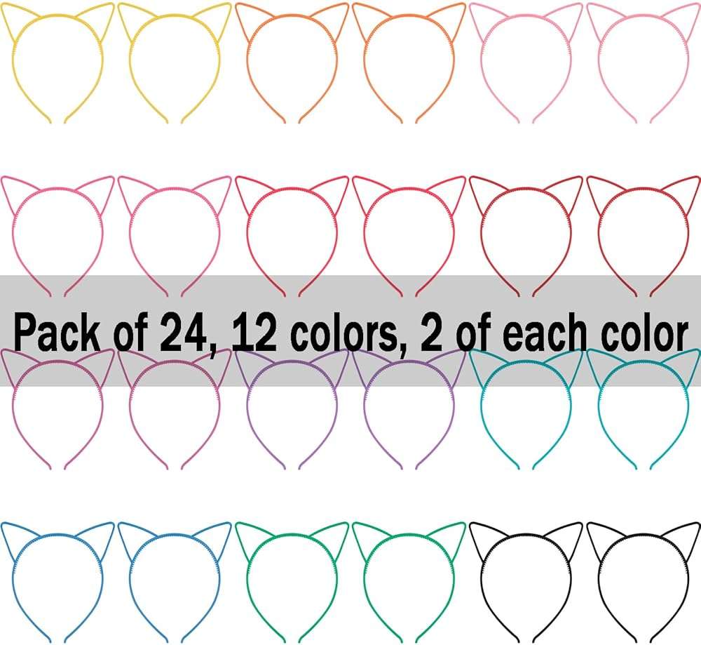 COCIDE 24Pcs Cat Ears Headbands Plastic Taylor Party Decorations Kitty Headbands for Girls Gabby Party Favors Birthday Supplies for Women Halloween Hair Accessories Hair Hoops Costume - Image 6