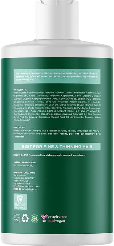 Volumizing Biotin and Rosemary Shampoo - Vegan Rosemary Biotin Shampoo for Thinning Hair for Women and Men with Nourishing B Vitamins & Tea Tree Oil - Paraben Silicone & Sulfate Free (16 Fl Oz) - Image 6