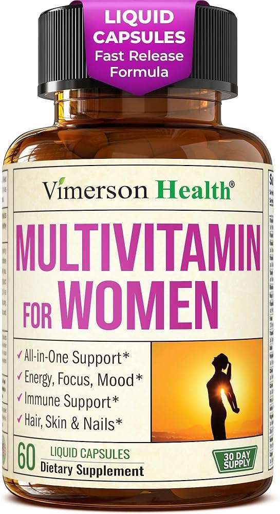 Vimerson Health Multivitamin for Women: Vitamins, Minerals and Bioavailable D3 for Focus and Energy Support – Daily Womens Multivitamins and Multiminerals – 60 Liquid Capsules - Image 1