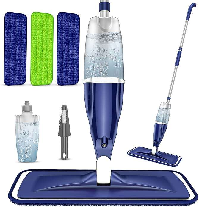 Microfiber Spray Mop for Floors Cleaning: Wet Dry Hardwood Floor Mops with 3 Washable Reusable Pads for Swiffer Powermop - Flat Mop with Sprayer for Tile Wood Laminate Vinyl Marble - Image 1