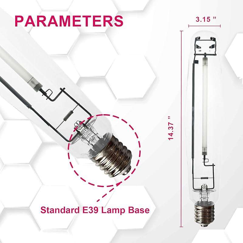 GRUOTVSZAK HPS 1000 Watt Grow Light Bulb E39 60% Increases on RED Spectrum 1950μmol 136000lm Ultra Bloom Flowering High Pressure Sodium 2-Pack - Image 7