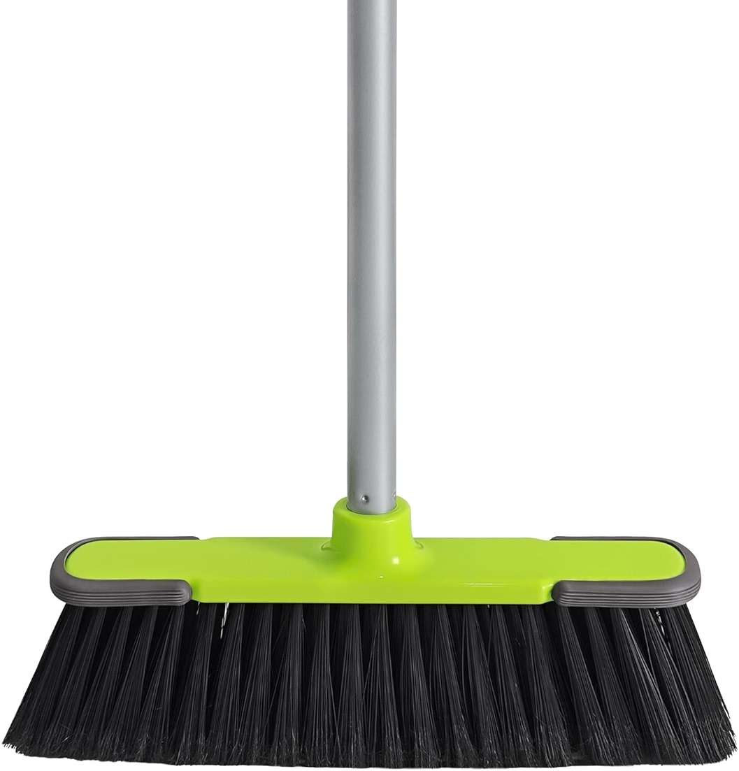 Green Indoor Broom 54" Long Handle House Broom for Floor Cleaning Sweeping Broom for Kitchen, Garage, Lobby, Patio and Garden - Image 1
