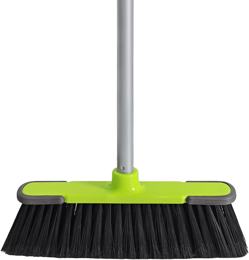 Green Indoor Broom 54" Long Handle House Broom for Floor Cleaning Sweeping Broom for Kitchen, Garage, Lobby, Patio and Garden - Product Image