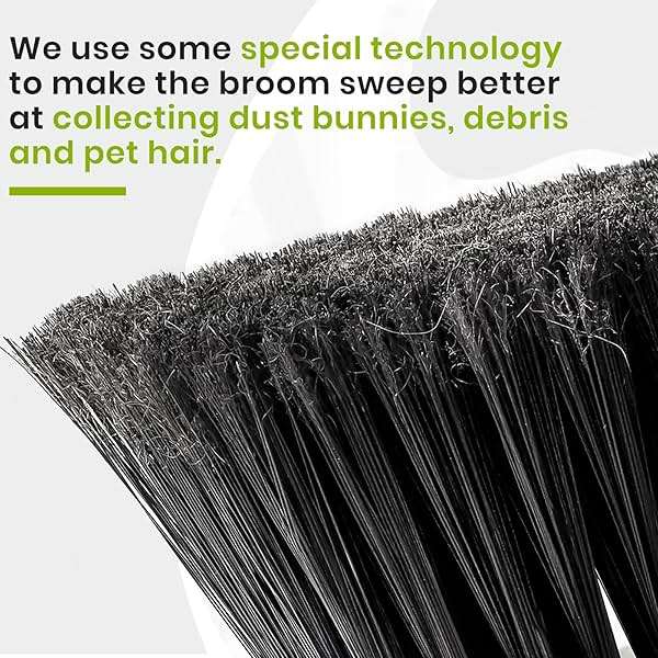Green Indoor Broom 54" Long Handle House Broom for Floor Cleaning Sweeping Broom for Kitchen, Garage, Lobby, Patio and Garden - Image 3