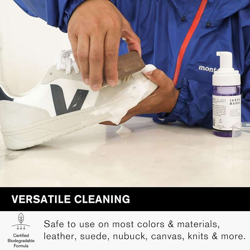 Jason Markk Quick Clean Kit, Shoe Cleaner, 2-Piece Set, Ready-To-Use Foam & Delicates Brush, Sneaker Care, Ideal for Footwear, Safe for Leather, Suede, Nubuck, Cotton, Knits, 4oz - Image 6