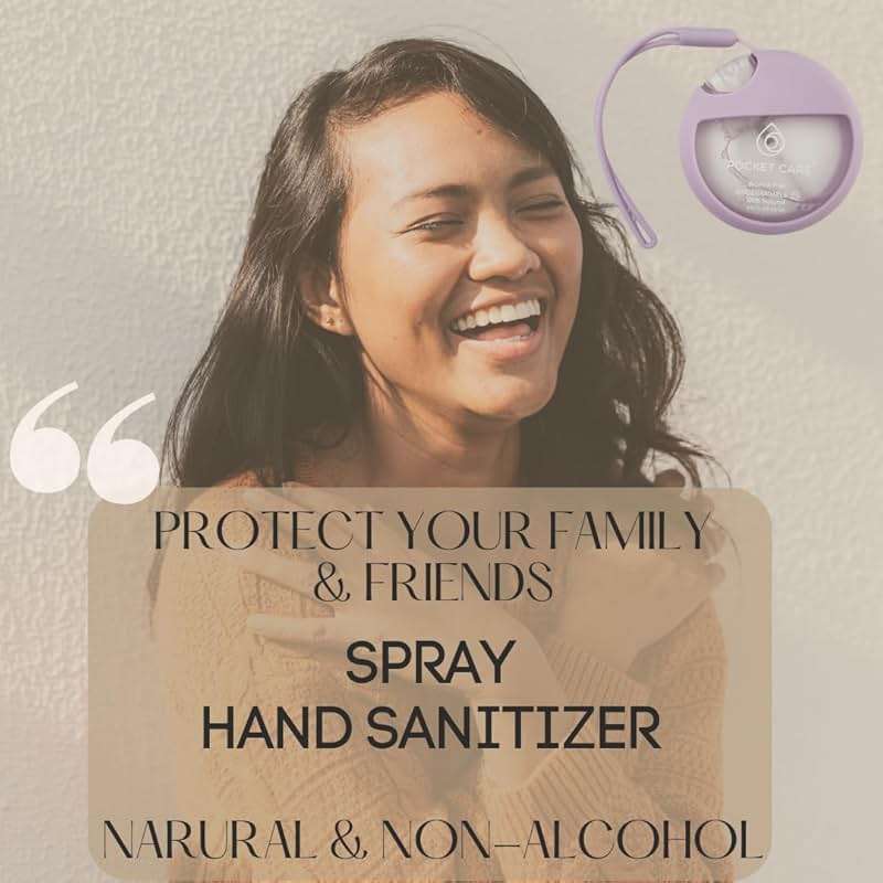 POCKET CARE–Organic Moisturizing Refillable Hydrating Verbena Hand Sanitizer Spray (25 ml/0.85 FL OZ) Preppy,Portable with Strap, Mini Travel Keychain– 100% Natural Power Mist - Image 7