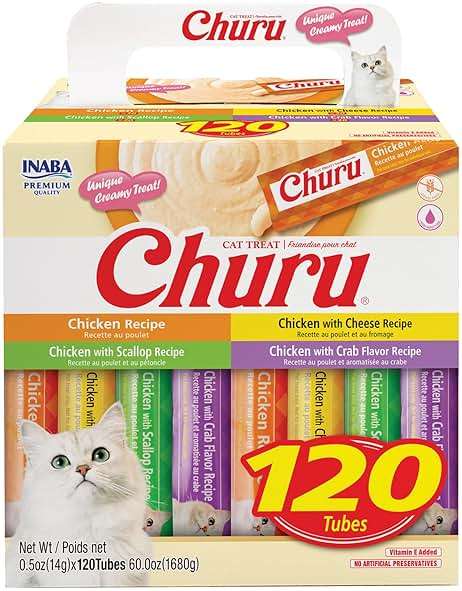 INABA Churu Cat Treats, Lickable, Squeezable Creamy Purée with Vitamin E, 0.5 Ounces per Tube, 120 Tubes Total, Chicken Variety - Image 1