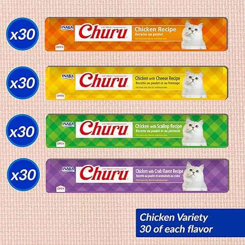 INABA Churu Cat Treats, Lickable, Squeezable Creamy Purée with Vitamin E, 0.5 Ounces per Tube, 120 Tubes Total, Chicken Variety - Image 3