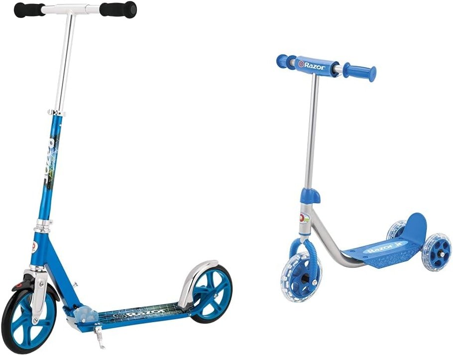 Razor A5 Lux Kick Scooter for Kids Ages 8+ - 8" Urethane Wheels, Anodized Finish Featuring Bold Colors and Graphics, for Riders up to 220 lbs & Jr. Lil' Kick Scooter - Product Image