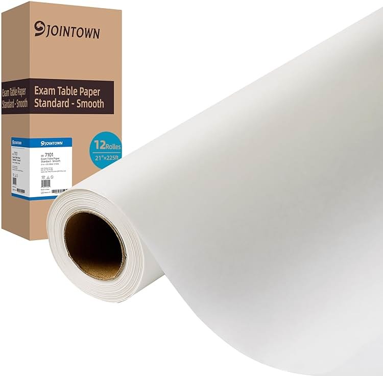 Jointown Exam Table Paper - New Upgrade Barrier Protection, 21" x 225ft, Smooth White Case of 12 Rolls - Hygienic, Disposable, and Reliable Medical Table Paper Supplies - Product Image