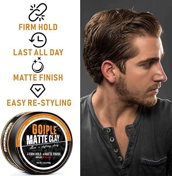 Matte Clay Firm Hold Hair Clay for Men Water Based & Hair Styling Powder for Natural Finish Volumizing & Texturizing Hair Powder & Sea Salt Spray for All Hair Adds Instant Thickness Light Hold (3PCS) - Image 3