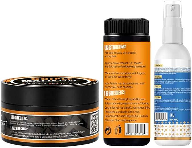 Matte Clay Firm Hold Hair Clay for Men Water Based & Hair Styling Powder for Natural Finish Volumizing & Texturizing Hair Powder & Sea Salt Spray for All Hair Adds Instant Thickness Light Hold (3PCS) - Image 8