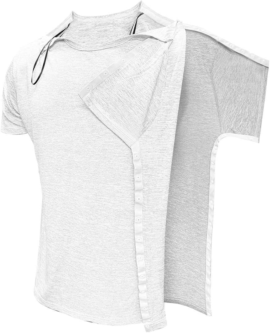 Women Shoulder Surgery Shirts for Women Tear Away Post Surgery Shirt for Men Full Snap Access Recovery Clothing - Image 5