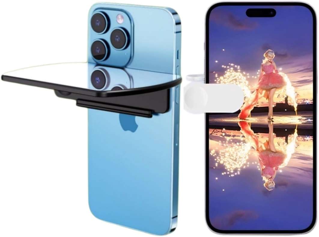 High Definition Phone Camera Reflection Shooting Mirror with Clip for Smartphone Photography, Flip Mirror for Landscape and Portrait Shots, Compact Glass Lens for Clear Reflections - Image 1