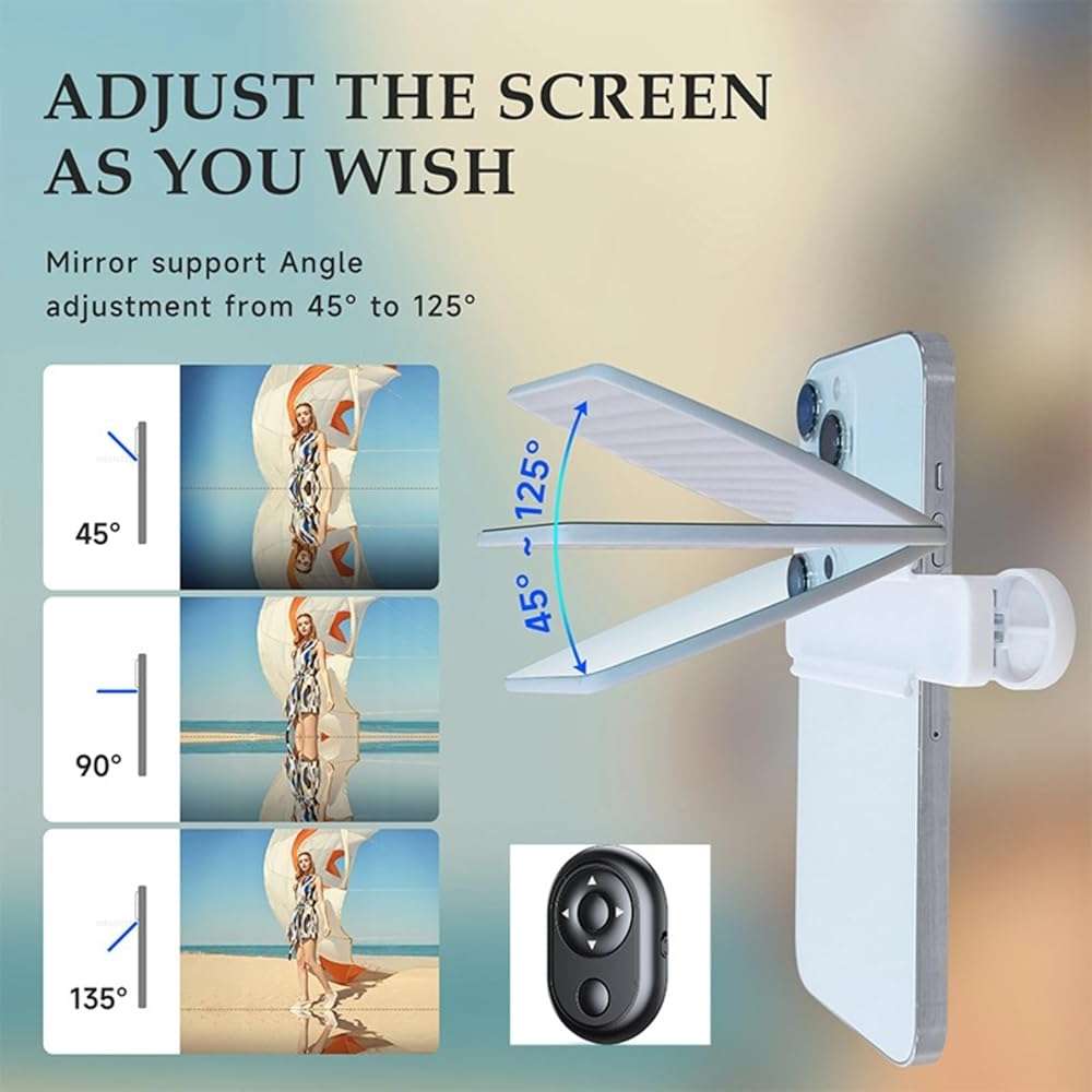 High Definition Phone Camera Reflection Shooting Mirror with Clip for Smartphone Photography, Flip Mirror for Landscape and Portrait Shots, Compact Glass Lens for Clear Reflections - Image 2