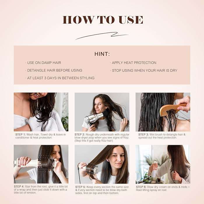 Travel Blow Dryer Brush in one, Dual Voltage 120V-240V Mini Hot Air Brush, Hair Trends Nano Titanium 2 Inch One Step Hair Dryer and Styler Volumizer Oval Shape - Image 7