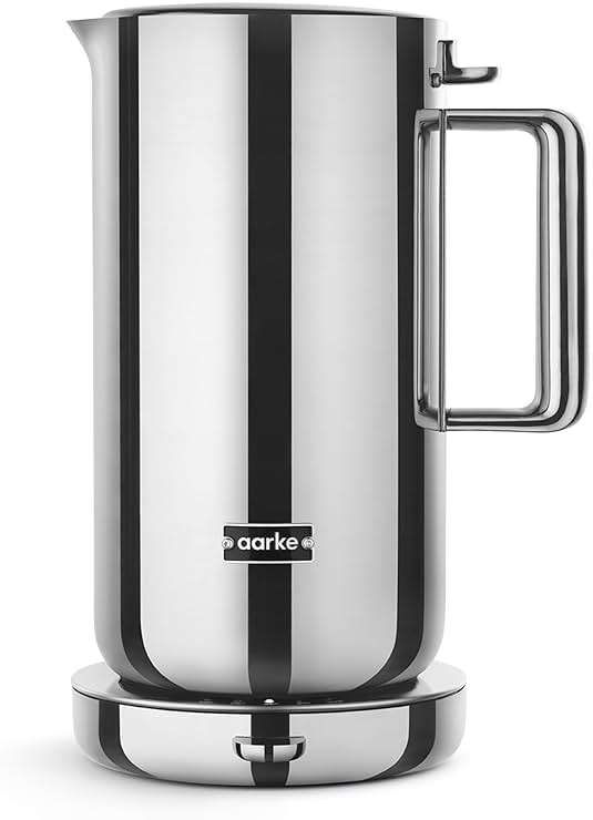 Aarke Stainless Steel Kettle - Perfect for Coffee and Tea Maker Enthusiasts, Non-Drip Spout, Double-Wall Construction, Dry Boil Protection, Heat-Safe Handle, LED Cool-Down Indicator, 1.2L (Steel) - Image 1