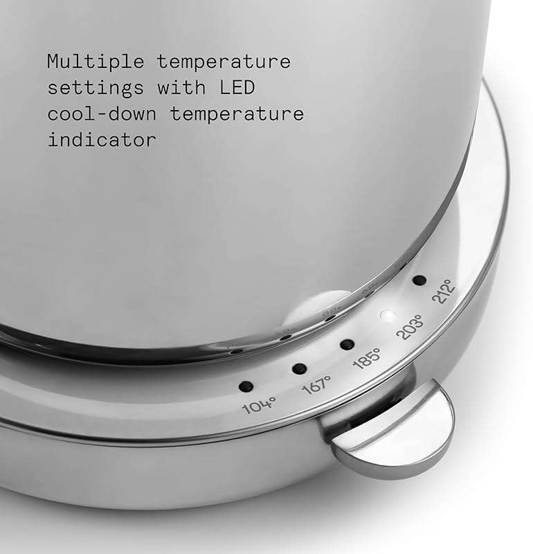 Aarke Stainless Steel Kettle - Perfect for Coffee and Tea Maker Enthusiasts, Non-Drip Spout, Double-Wall Construction, Dry Boil Protection, Heat-Safe Handle, LED Cool-Down Indicator, 1.2L (Steel) - Image 6