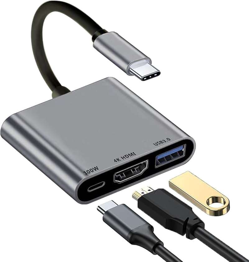 USB C to HDMI Adapter for Mac, 3-in-1 USB C HDMI Adapter with 4K HDMI Output USB 3.0 Port & PD 100W Fast Charging Port for MacBook Pro, iPhone 15, Samsung Gaalaxy S24/S23, Dell XPS, etc - Image 1