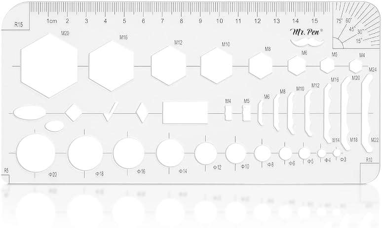 Mr. Pen- Geometric Drawing Template, Hexagon & Circles, Plastic Template Plastic, Shape Stencils for Drawing - Image 1