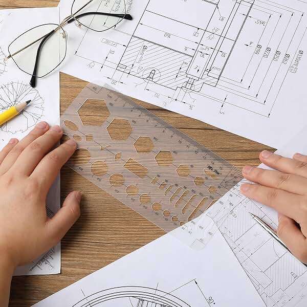 Mr. Pen- Geometric Drawing Template, Hexagon & Circles, Plastic Template Plastic, Shape Stencils for Drawing - Image 7