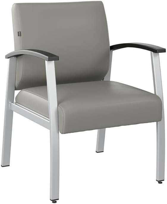 Bush Business Furniture Arrive Waiting Room Guest Chair with Arms in Light Gray Vinyl, Reception Area Seating for Office and Lobby - Image 1