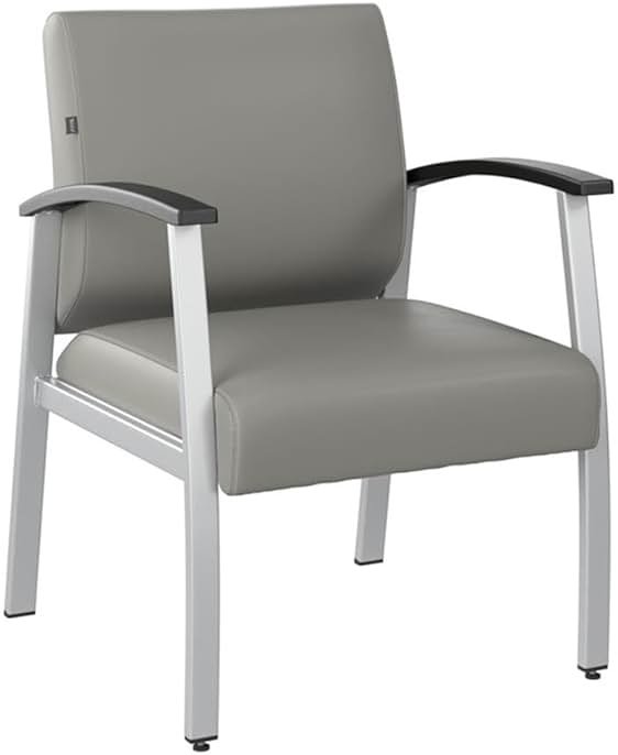 Bush Business Furniture Arrive Waiting Room Guest Chair with Arms in Light Gray Vinyl, Reception Area Seating for Office and Lobby - Product Image
