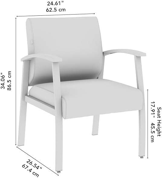 Bush Business Furniture Arrive Waiting Room Guest Chair with Arms in Light Gray Vinyl, Reception Area Seating for Office and Lobby - Image 3