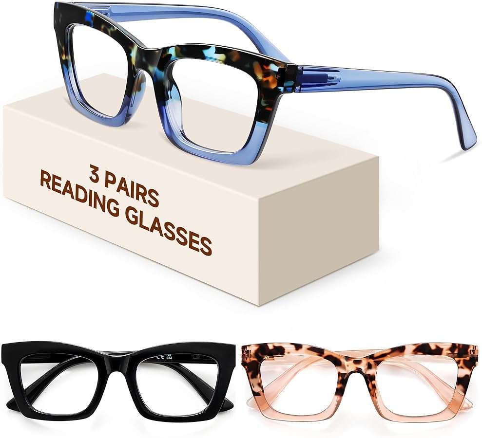 resjok Reading Glasses for Women - Stylish Blue Light Blocking Glasses Square Readers with Spring Hinge - Image 1