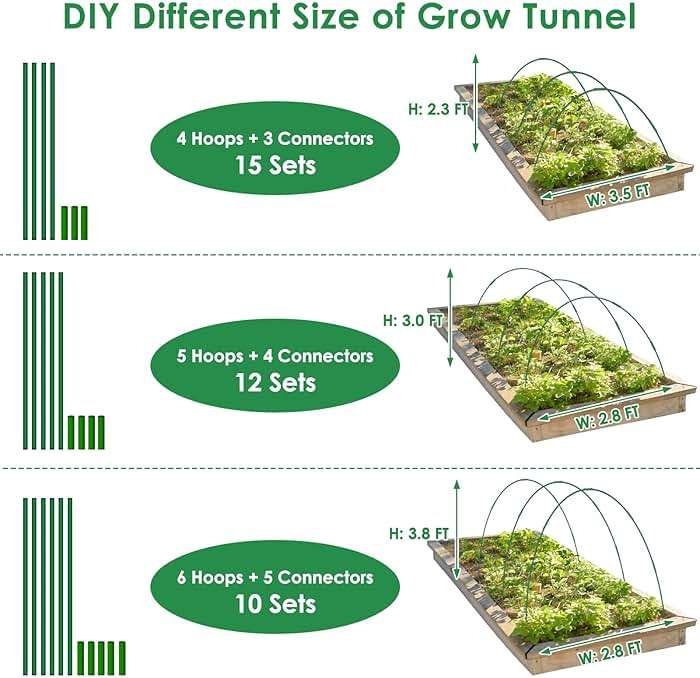 60 Pcs Garden Hoops for Raised Beds, 12 Sets Greenhouse Hoops Grow Tunnel Rust-Free Fiberglass Hoop House Kit, Plant Support Garden Stakes Hoops Frame for Netting Shade Cloth Row Cover Garden Supplies - Image 2