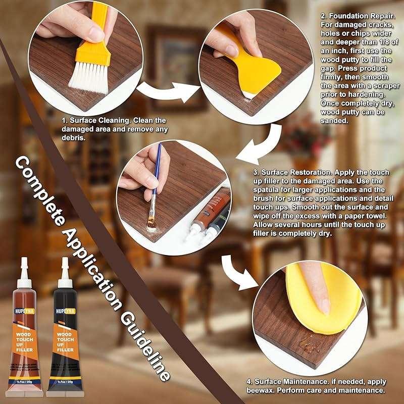 Hupeyna Wood Furniture Repair Kit, 21 Pcs Touch Up Wood Putty, Wood Fillers and Beeswax - Repair Cracks, Scratch, Hole, Discoloration for Wooden Floor, Door, Laminate, Table, Cabinet Surfaces - Image 5