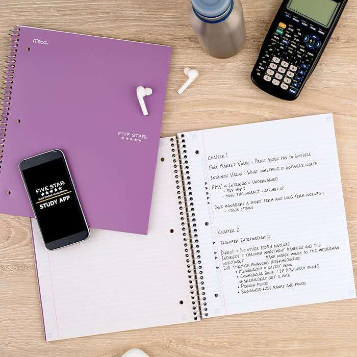 Five Star Spiral Notebook + Study App, 100 Sheets, 1 Subject, College Ruled Paper, Fights Ink Bleed, Water Resistant Cover, 820337-ECM, Purple, Pink, White & Green, 8-1/2" x 11", 4 Pack - Image 8