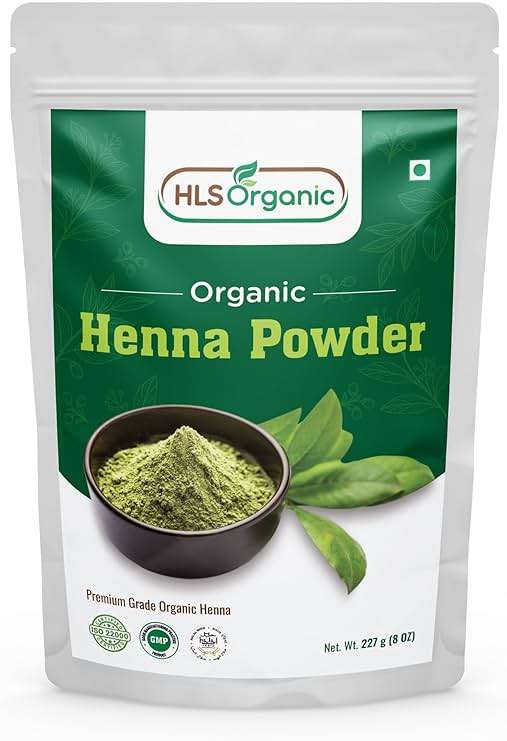 HLS Henna Powder (Lawsonia Inermis) for Natural Orange-Red Hair Color | Certified Organic | 227 Gms / 0.5 LB/ 8 Oz, No Chemicals or Additives, For Hair - Image 1