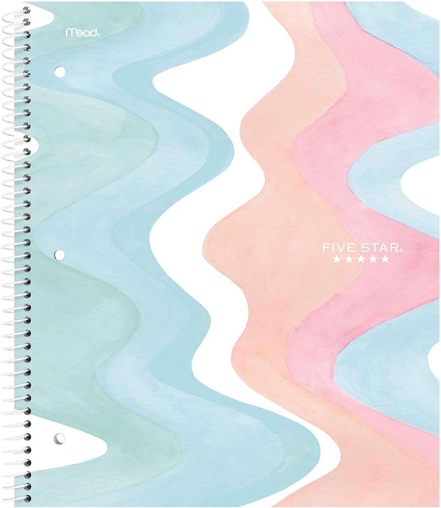 Five Star Spiral Notebook + Study App, 2 Pack, 1 Subject, Wide Ruled, 8" x 10-1/2", 80 Sheets, Fights Ink Bleed, Water Resistant Cover, Pastel Waves and Brush Strokes (930210F-ECM) - Image 9