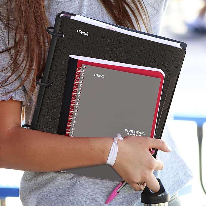 Five Star Spiral Notebook, 2 Subject, College Ruled Paper, 6" x 9-1/2", 80 Sheets, Fights Ink Bleed, Water Resistant Cover, Gray (840029AA3-ECM) - Image 2