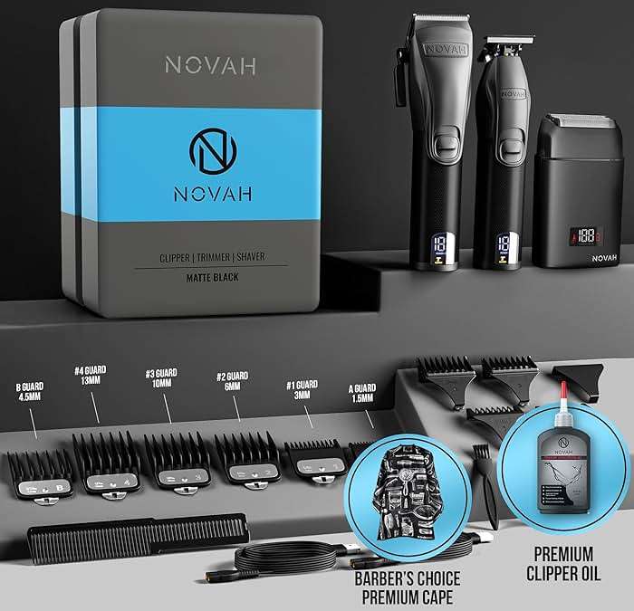 Novah Professional Barber Clippers and Trimmer Set - Foil Shaver Professional Hair Clippers for Men, Mens Cordless Hair Clipper for Barbers Haircut Kit, Fade - Image 6